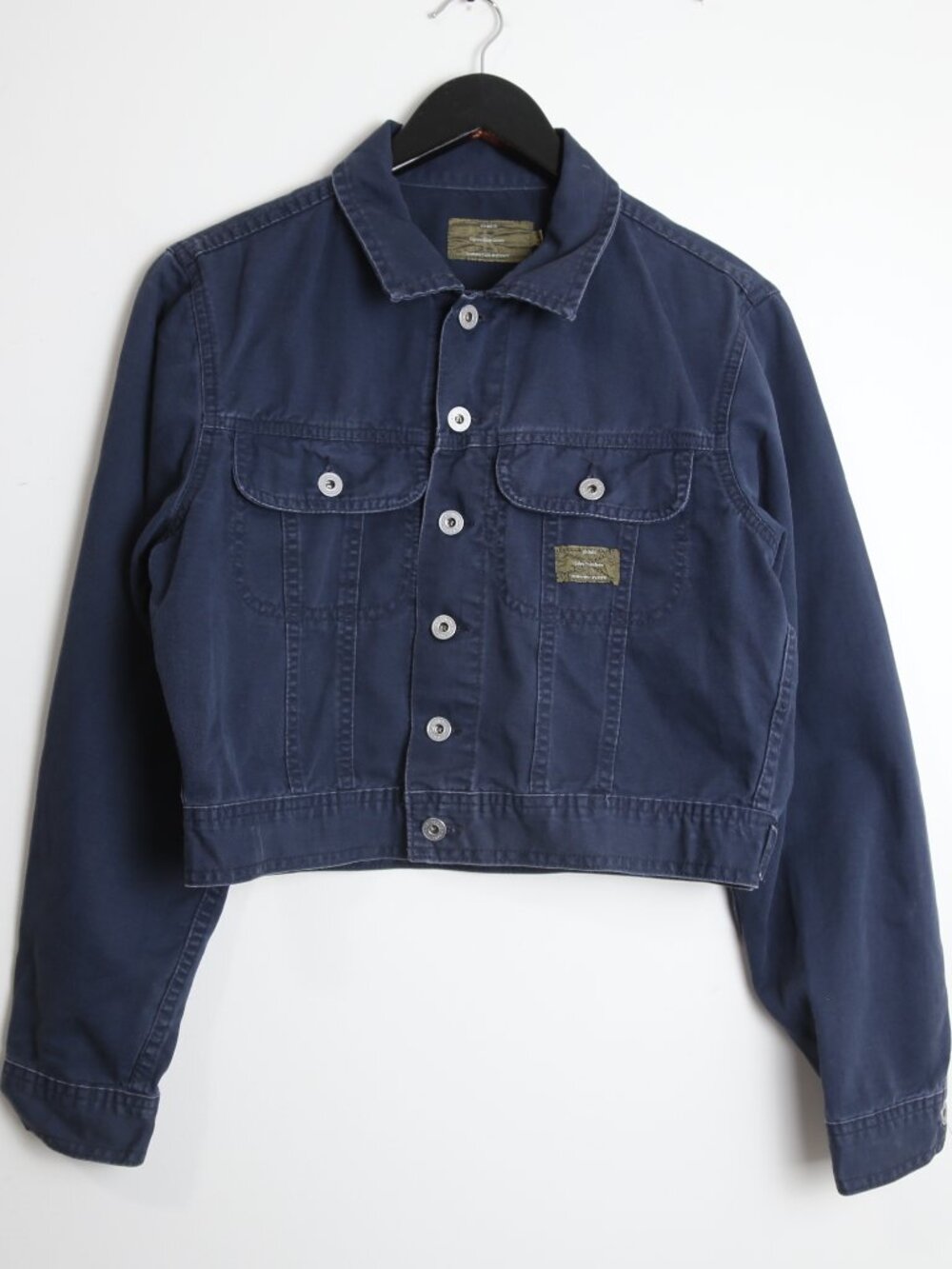 Calvin Klein Jeans Vintage Cropped Dark Blue Khakis Military Jacket Size Large